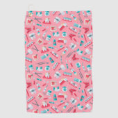 ピンクの歯科パターン ゴルフタオル (正面)