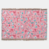 ピンクの歯科パターン スローブランケット (正面)