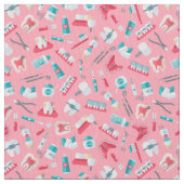 ピンクの歯科パターン ファブリック (クローズアップ)