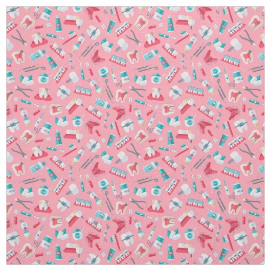 ピンクの歯科パターン ファブリック (見本)