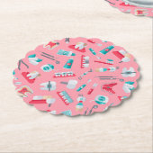 ピンクの歯科パターン ペーパーコースター (アングル)