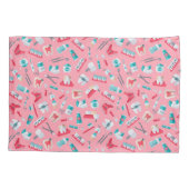 ピンクの歯科パターン 枕カバー (裏面-左)