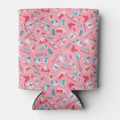 ピンクの歯科パターン 缶クーラー (正面)