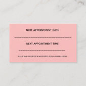 ピンクの歯科医の名刺 – 歯科用歯科医カード 予約カード (裏面)