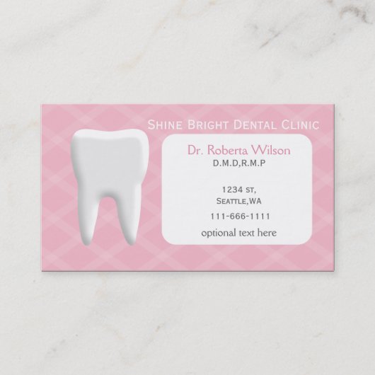 ピンクの歯科名刺とアポイントメントカード 予約カード (正面)