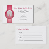 ピンクの歯科名刺とアポイントメントカード 予約カード (正面/裏面)