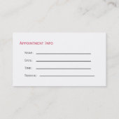 ピンクの歯科名刺とアポイントメントカード 予約カード (裏面)