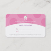 ピンクの歯科子供へ医 |小児歯科医 予約カード (裏面)