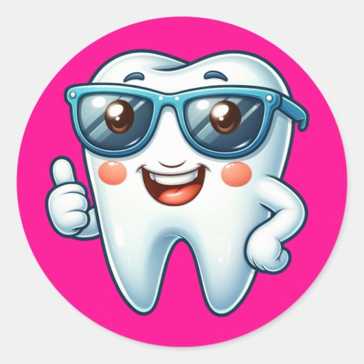 ピンクの歯 ラウンドシール (正面)