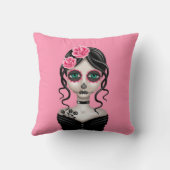 ピンクの死んだ女の子の悲しい日 クッション (裏面)