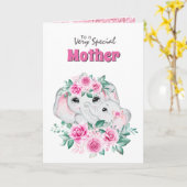 ピンクの母の子供のゾウのバラスペシャル カード (黄色い花)