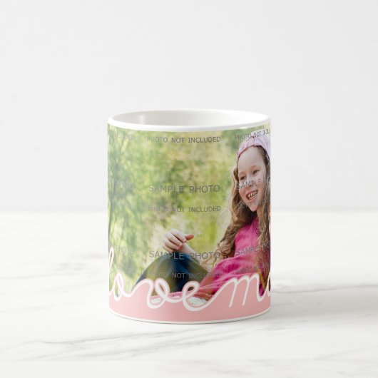 ピンクの母の日のパーソナライズされたマグカップと写真 コーヒーマグカップ (中央)