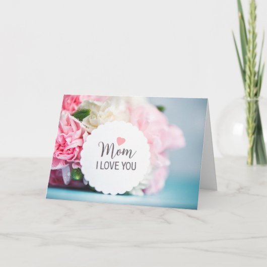 ピンクの母の花ハッピー母の日の花 カード (正面)