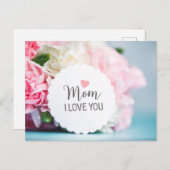 ピンクの母の花ハッピー母の日の花 ポストカード (正面/裏面)