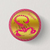 ピンクの毒サソリは非常に毒性のある昆虫 缶バッジ (正面)