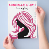 ピンクの毛のHairstylingのブランディングの美しい女の子 チラシ (手)