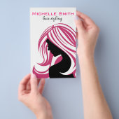 ピンクの毛のHairstylingのブランディングの美しい女の子 チラシ (ハンドル)