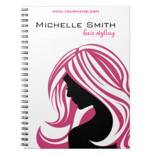 ピンクの毛のHairstylingのブランディングの美しい女の子 ノートブック