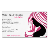 ピンクの毛のHairstylingのブランディングの美しい女の子 マグネット名刺 (正面)