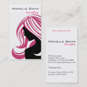 ピンクの毛のHairstylingのブランディングの美しい女の子 名刺 (正面/裏面)