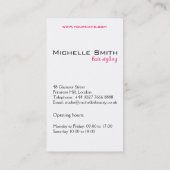 ピンクの毛のHairstylingのブランディングの美しい女の子 名刺 (裏面)