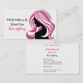 ピンクの毛のHairstylingのブランディングの美しい女の子 名刺 (正面/裏面)