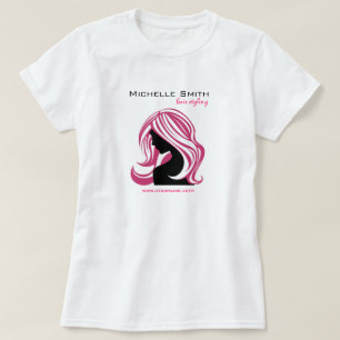 ピンクの毛のHairstylingのブランディングの美しい女の子 Tシャツ