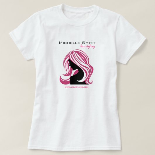 ピンクの毛のHairstylingのブランディングの美しい女の子 Tシャツ (デザイン正面)