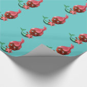 ピンクの毛を搭載するかわいく小さい人魚 ラッピングペーパー (角)