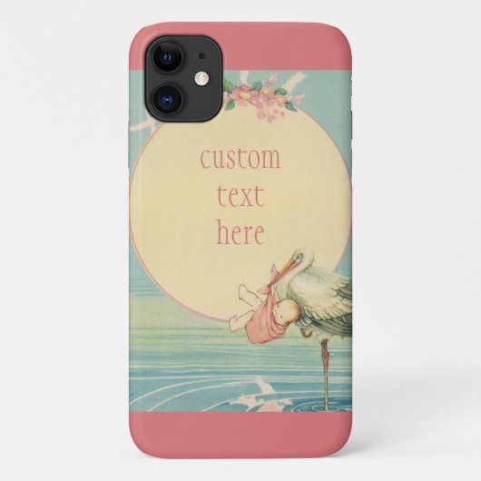 ピンクの毛布に赤ちゃんの女の子とヴィンテージのコウテイペンギン Case-Mate iPhoneケース (裏面)