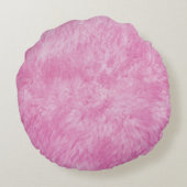 ピンクの毛皮のフレンジ色の丸枕 ラウンドクッション (裏面)
