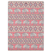 ピンクの民族象パターン クリップボード (裏面)