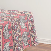 ピンクの民族象パターン テーブルクロス (インサイチュ)