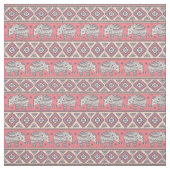 ピンクの民族象パターン ファブリック (見本)