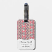 ピンクの民族象パターン ラゲッジタグ (裏面縦)