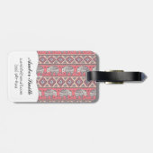 ピンクの民族象パターン ラゲッジタグ (裏面横)