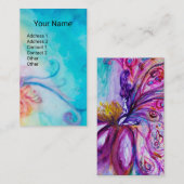 ピンクの気まぐれな花の妖精、金色の青い輝き 名刺 (正面/裏面)