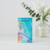 ピンクの気まぐれな花の妖精、金色の青い輝き 名刺 (スタンド正面)