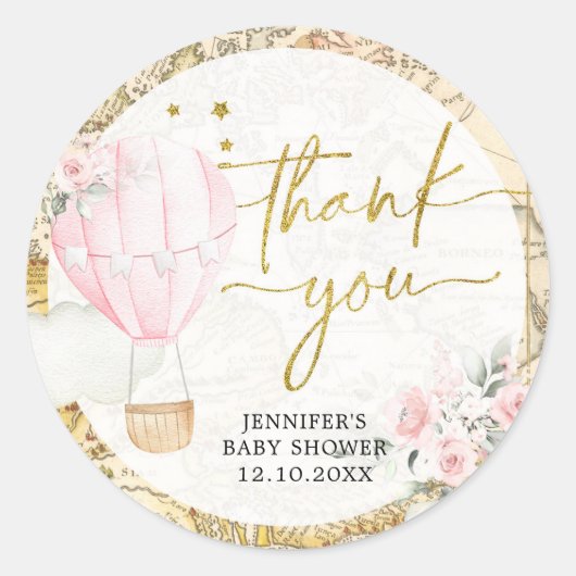 ピンクの気球は彼女が感謝していない ラウンドシール (正面)