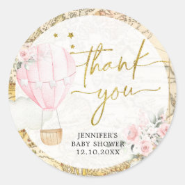 ピンクの気球は彼女が感謝していない ラウンドシール