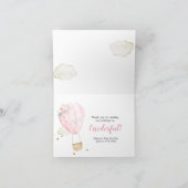 ピンクの気球は彼女は今のところ折り畳まれていない サンキューカード (内部)