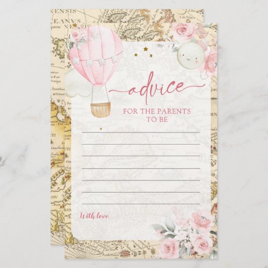 ピンクの気球は彼女は優れたアドバイスカードではない (正面/裏面)
