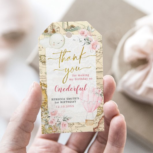 ピンクの気球は彼女は優れたメッセージカードではない ギフトタグ