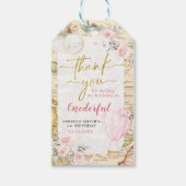 ピンクの気球は彼女は優れたメッセージカードではない ギフトタグ (正面)