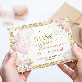 ピンクの気球は彼女は優れた誕生日ではない サンキューカード