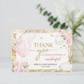 ピンクの気球は彼女は優れた誕生日ではない サンキューカード (スタンド正面)