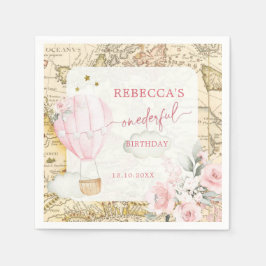 ピンクの気球は彼女は優れた誕生日ではない スタンダードカクテルナプキン