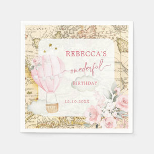 ピンクの気球は彼女は優れた誕生日ではない スタンダードカクテルナプキン