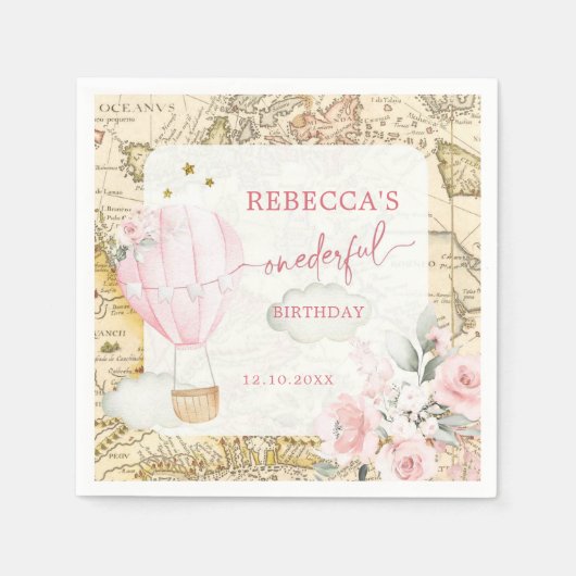 ピンクの気球は彼女は優れた誕生日ではない スタンダードカクテルナプキン (正面)
