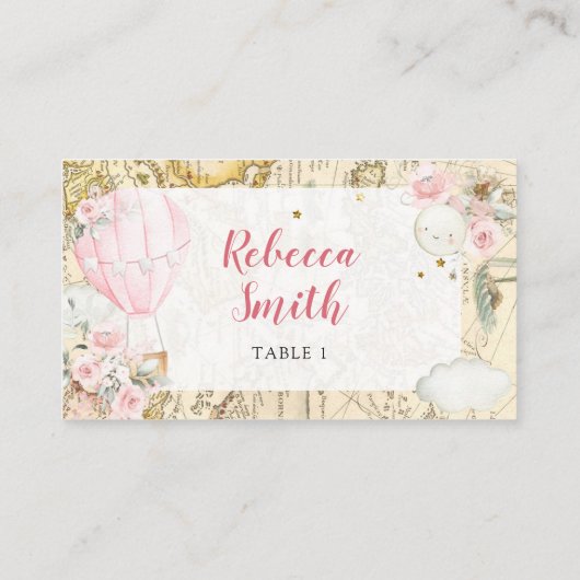 ピンクの気球は彼女は優れた誕生日ではない プレイスカード (裏面)